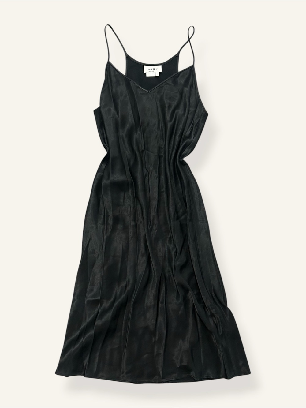 true vintage dkny y2k black satin feel slip dress